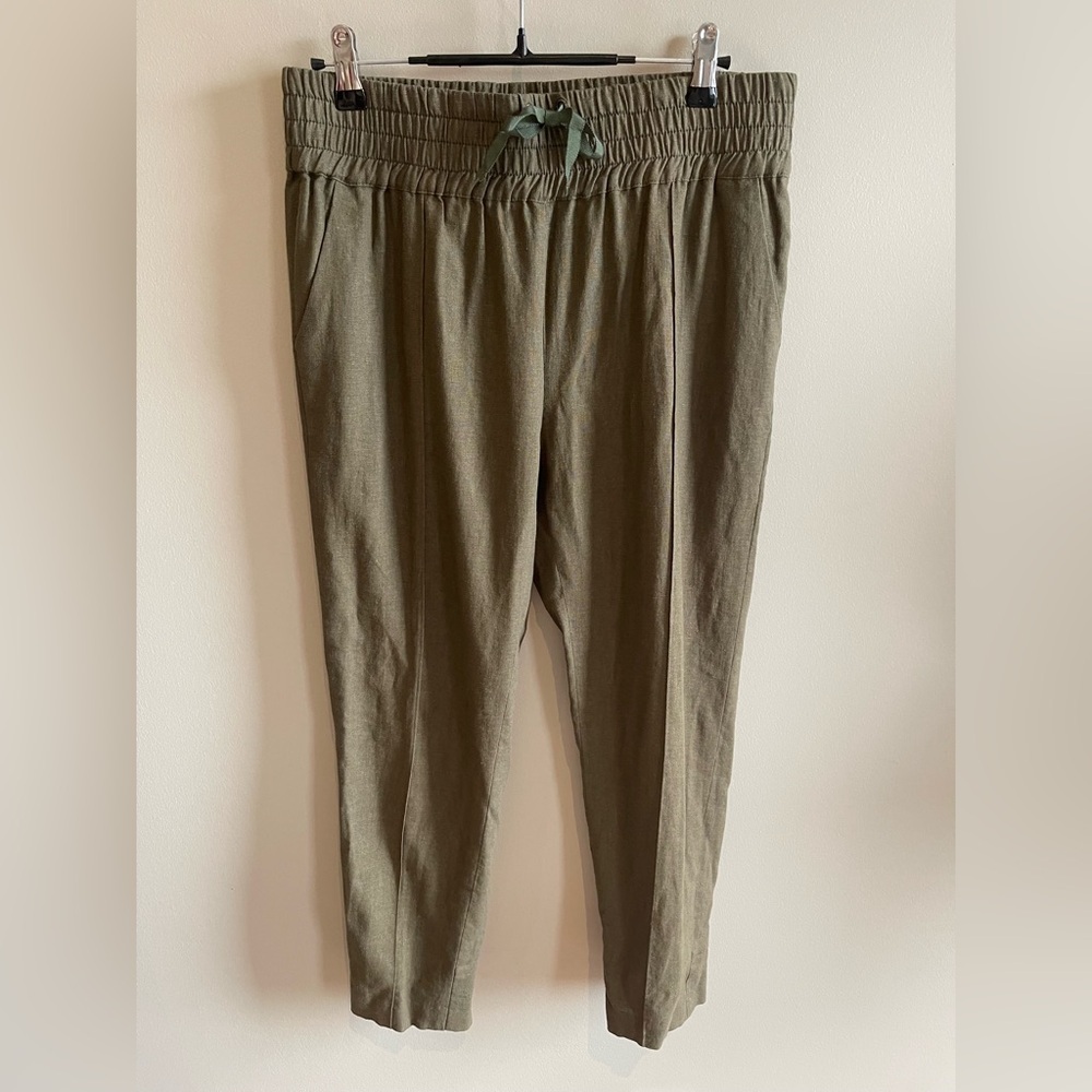 Brochu Walker Green Linen Blend Drawstring Rhode Pant size medium